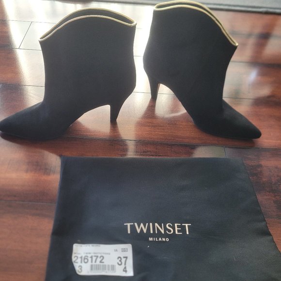 TWINSET LUXURY MILANO Suede Ankle Boots(size 6)|*SCULPTED HEEL-DRESS UP or DOWN* - Picture 6 of 16
